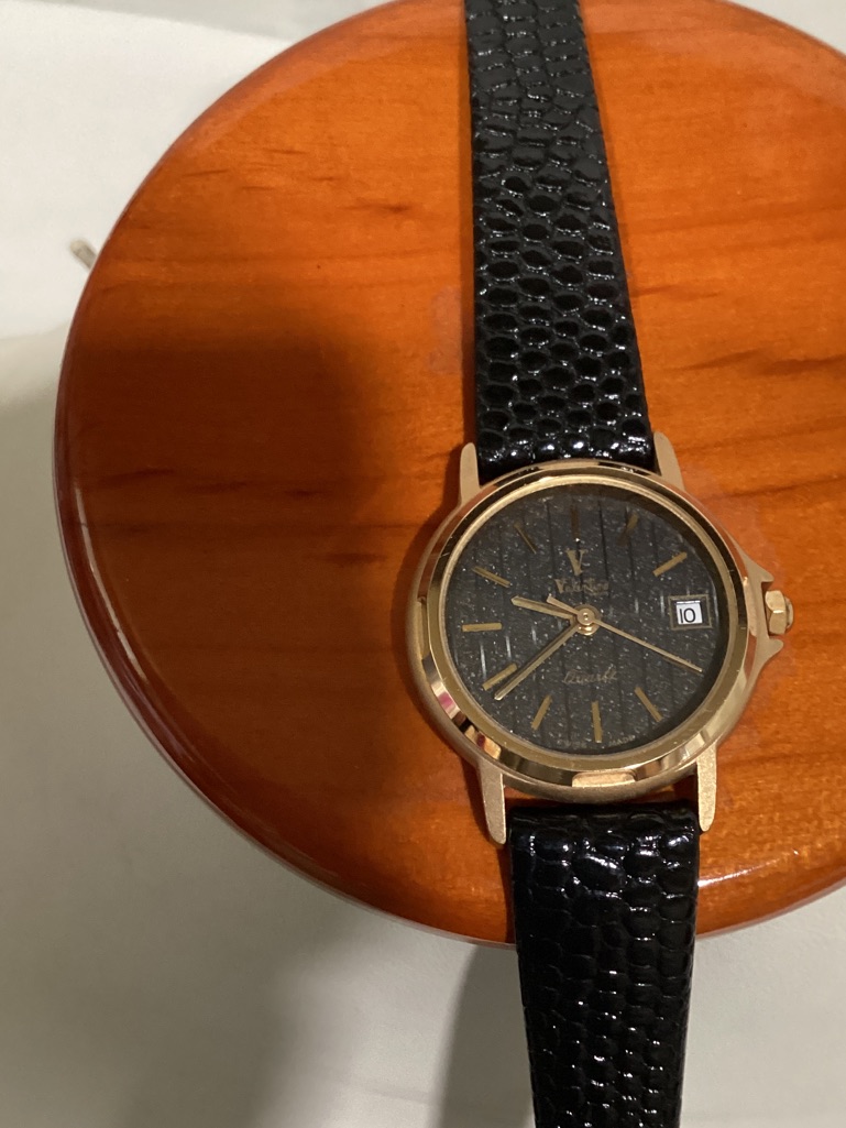 Valentino Black Leather Strap Watch With Gold Case